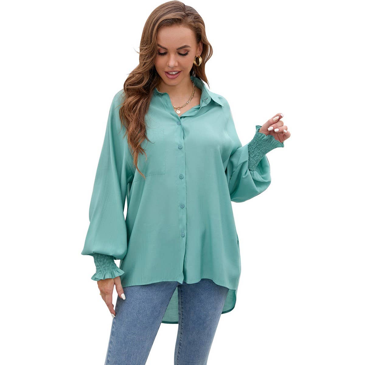 Rotator cuff Tencel solid color soft loose top