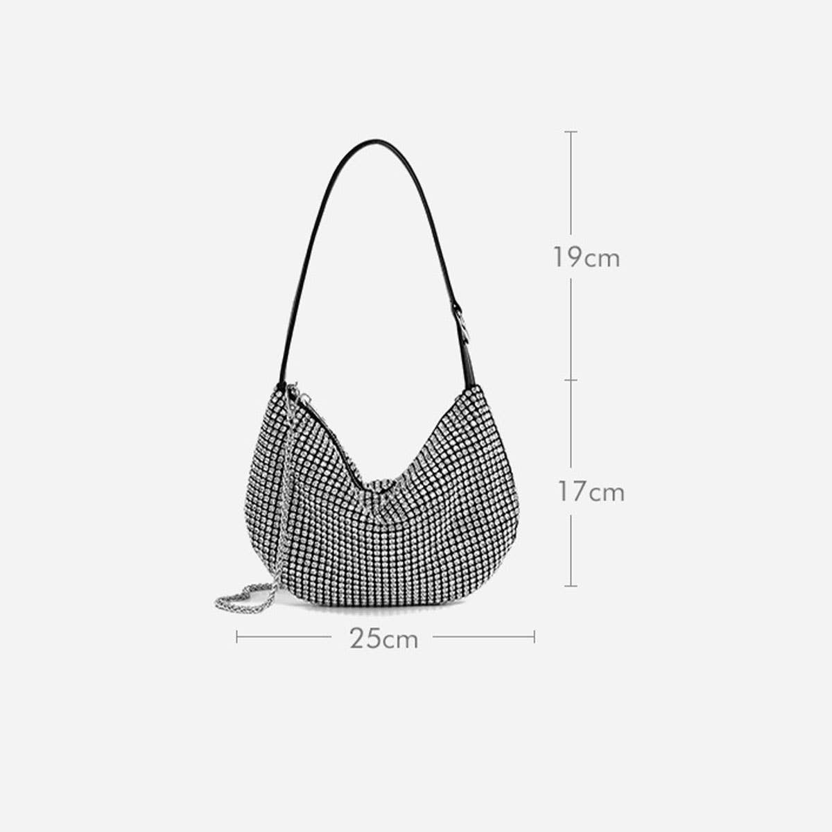 RHINESTONE UNDERARM HALF CIRCLE EVENING BAG_CWAB3588