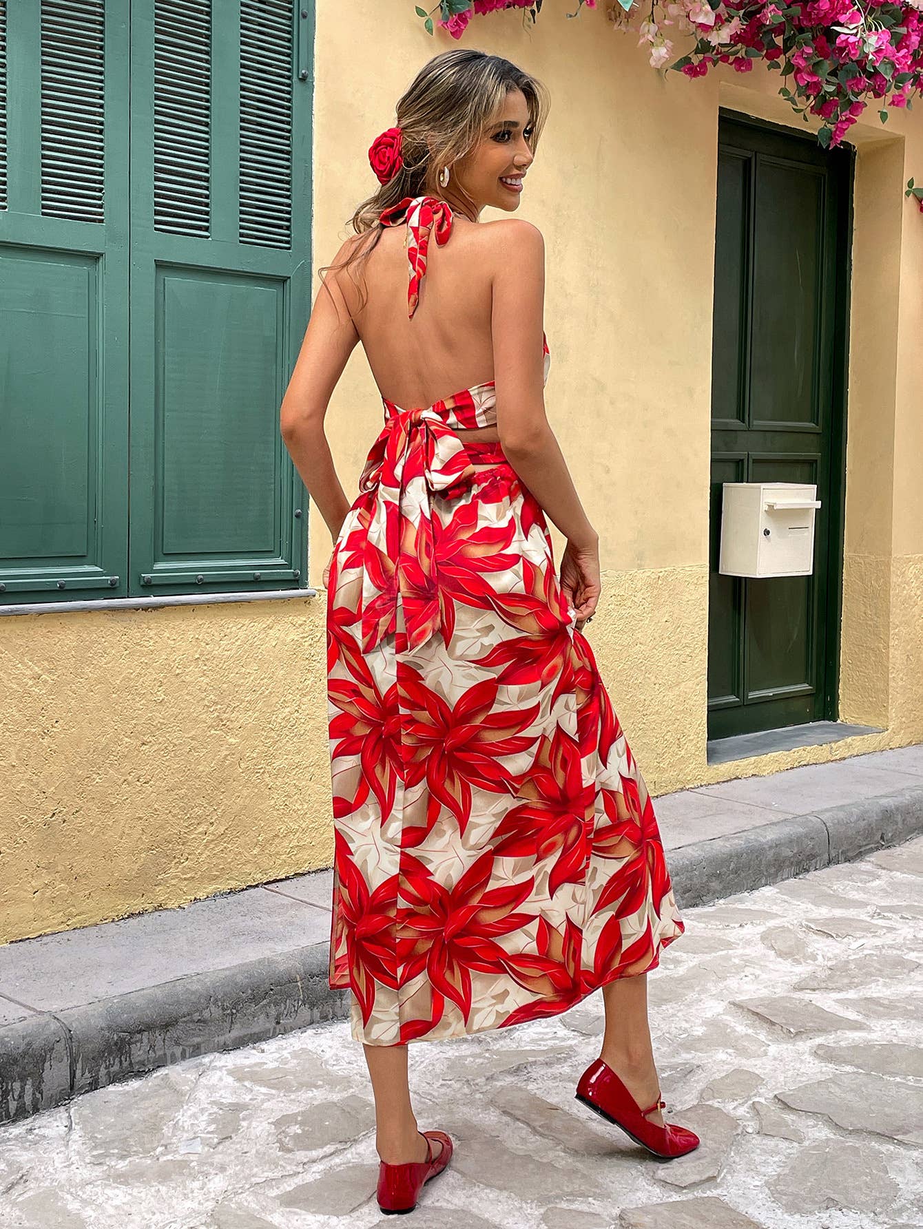 Sexy see-through backless halter long dress