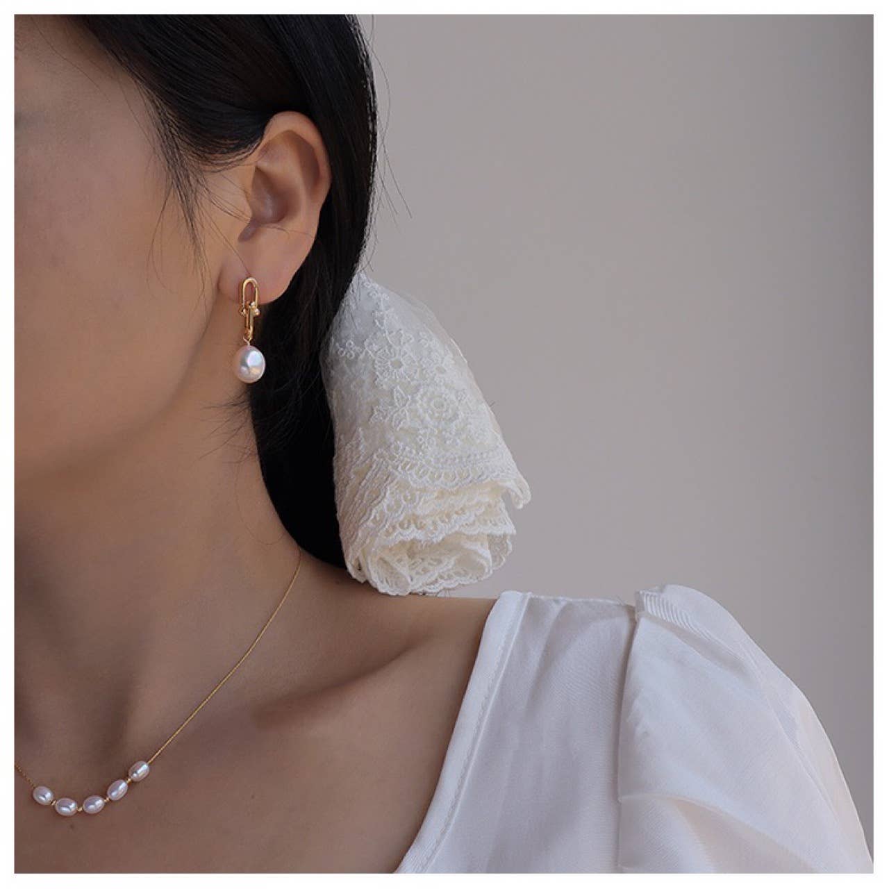 Irregular Baroque freshwater pearl earrings