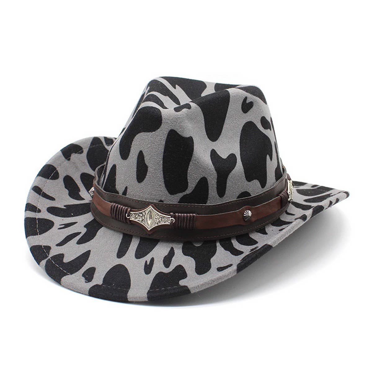 THICKENED COW PATTERN CURLED BRIM DENIM HAT_CWAH2538