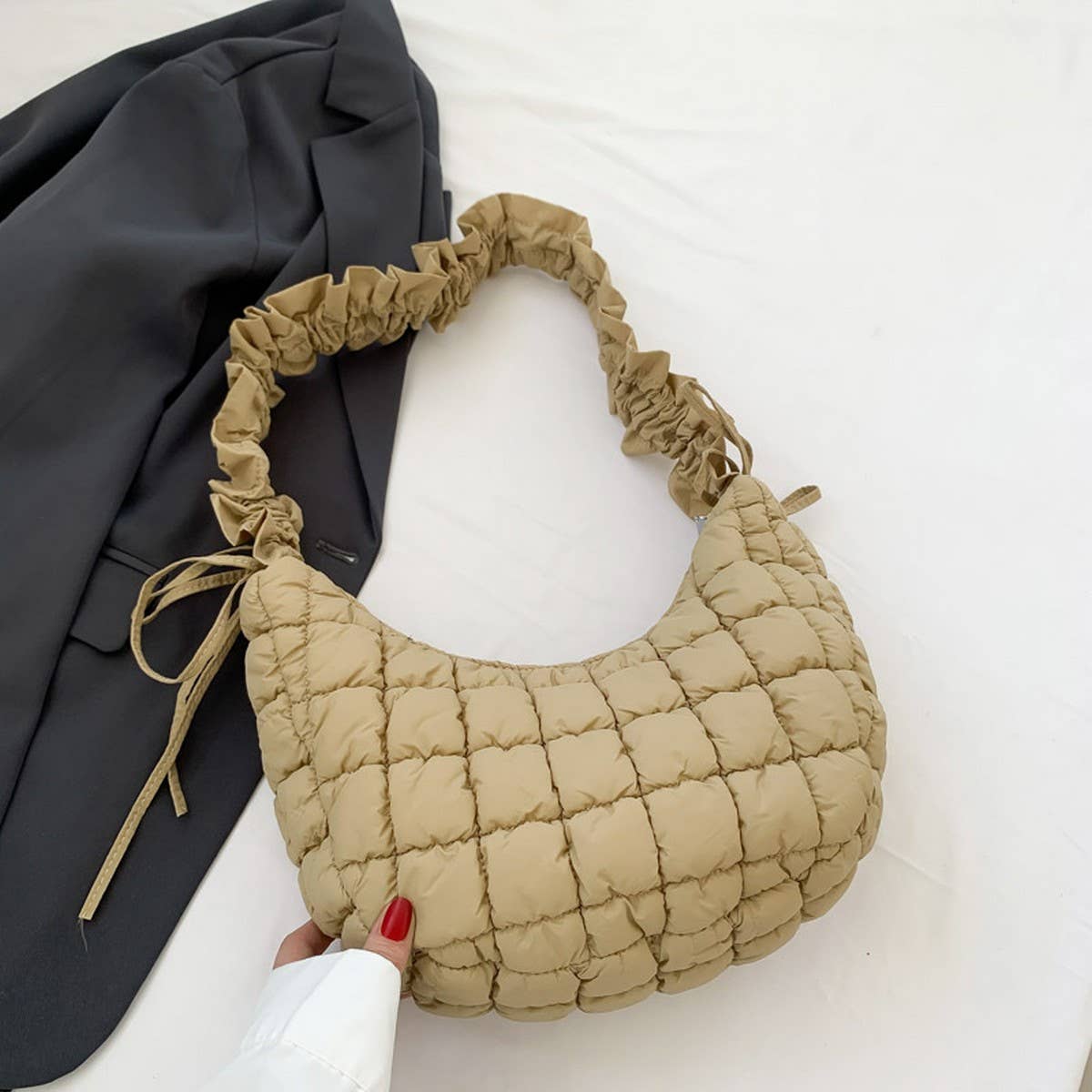 Ruffle Cloud Bag Trendy Puffy Shoulder_CUAB00523