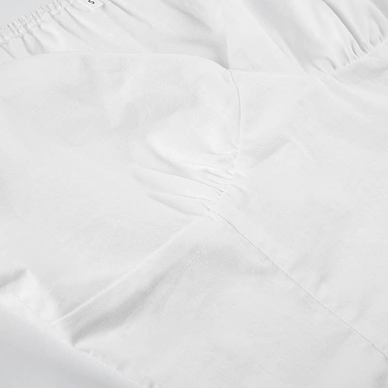 Hook-button lace patchwork puffed sleeve T-shirt