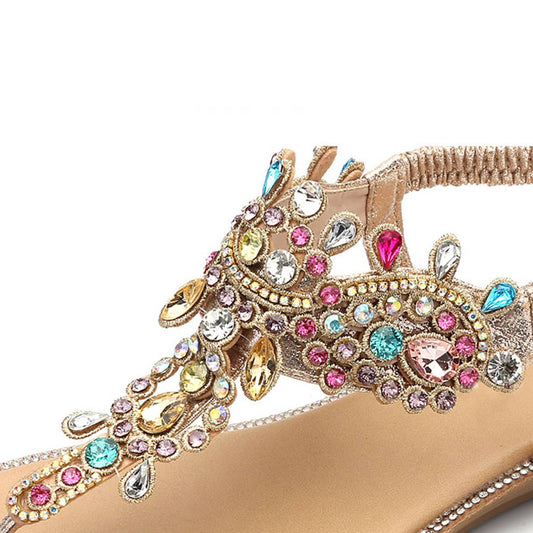 WOMAN BOHEMIAN STYLE GOLD  FLAT SANDAL
