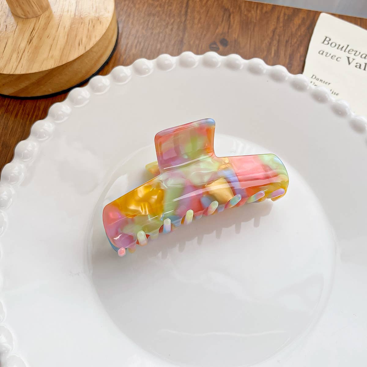 Acetate board style candy-colored hair clip