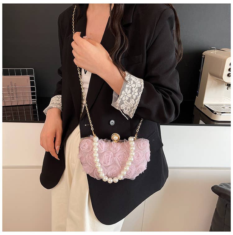 Floral hand-held Chinese-style crossbody bag