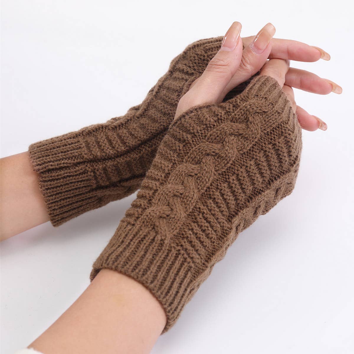 FASHION SHORT TWIST FINGERLESS GLOVES_CWAG0092