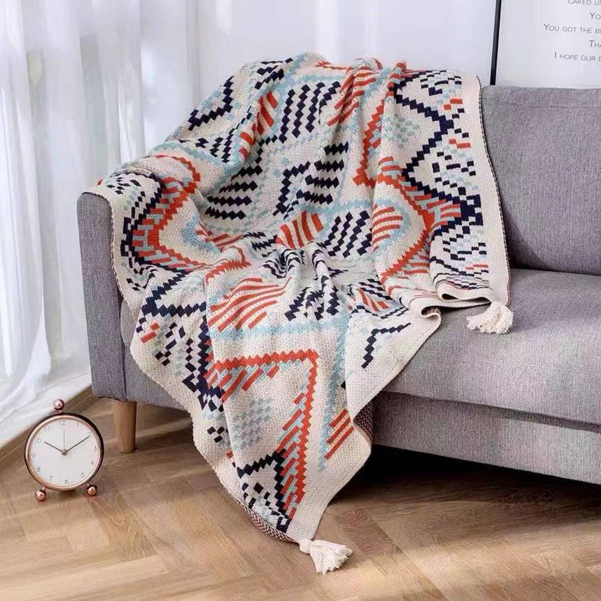 KNITTED BOHEMIAN SOFA BLANKET