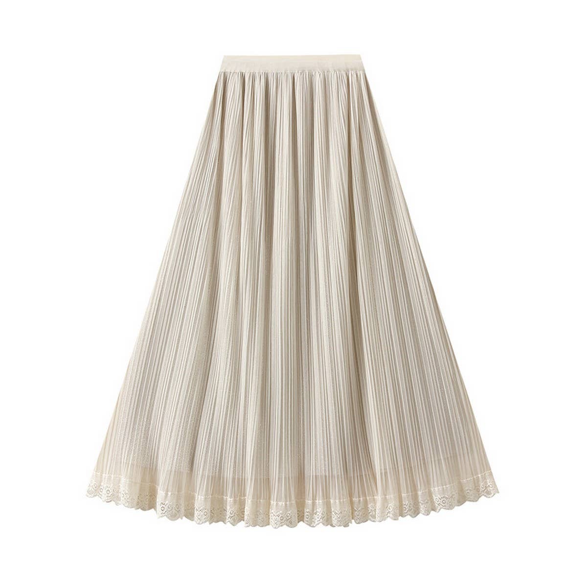 DRAPE PLEATED SKIRT A-LINE SKIRT WITH WIDE SWING