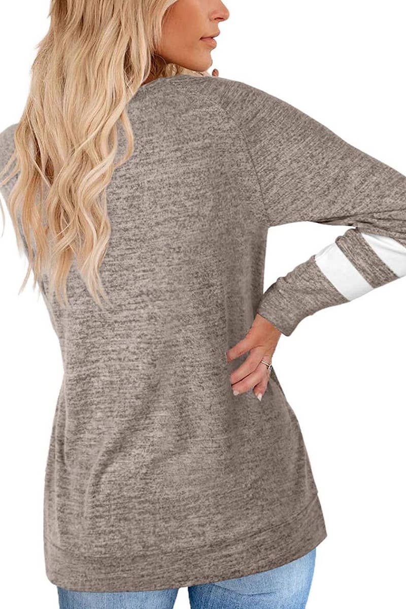 WOMEN OVERSIZED BOYFRIEND V NECK PULLOVER_CWTSTL0303