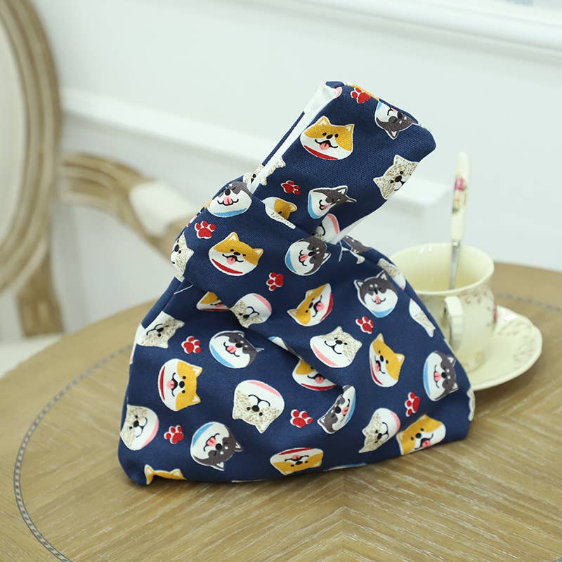 Cute cartoon tie canvas handbag