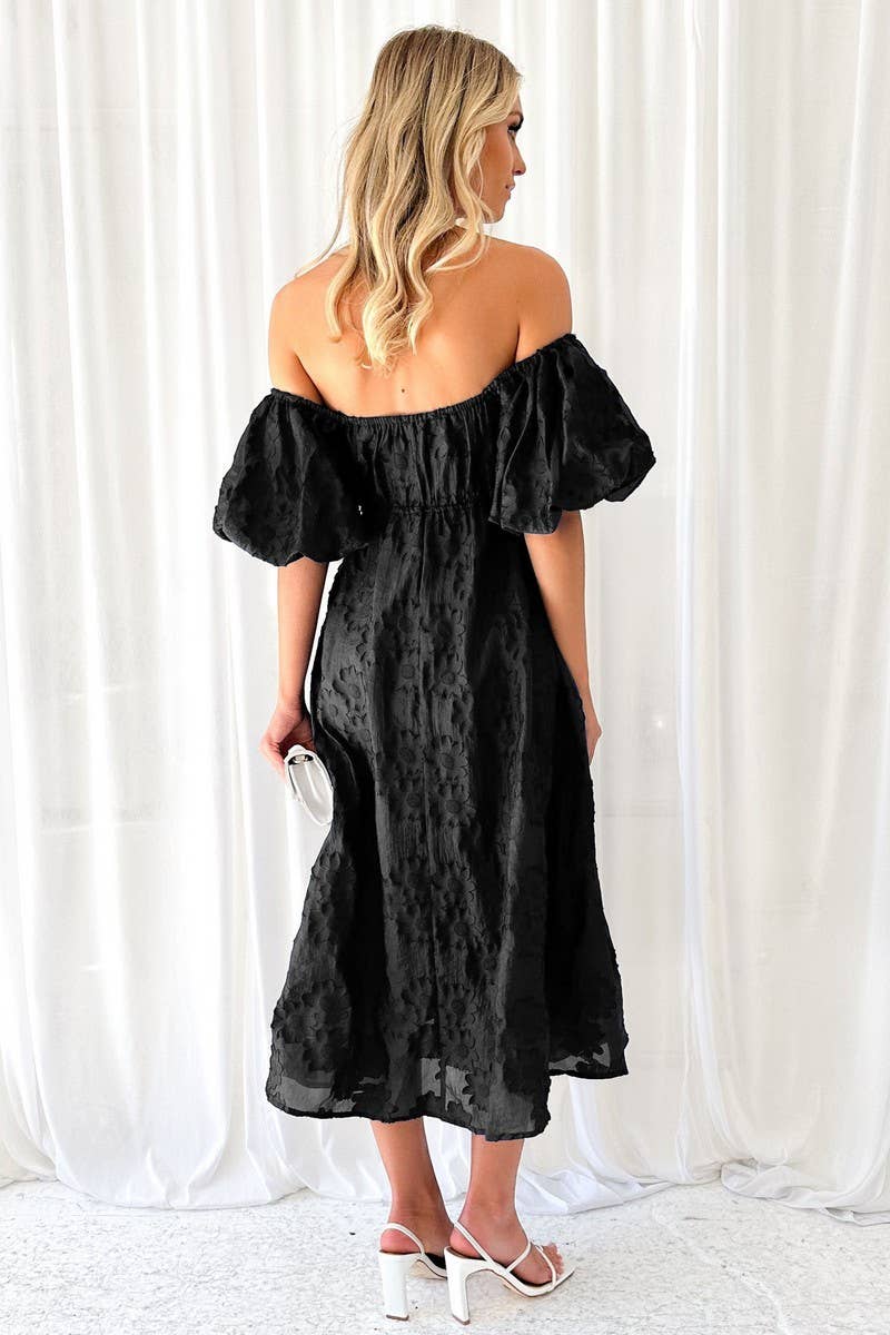 OFF THE SHOULDER SHORT SLEEVE FLORAL DRESS_CWDSD2975