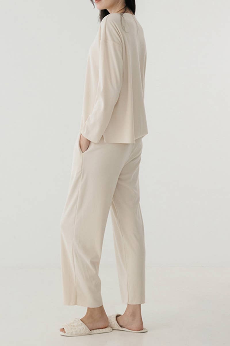 Single-breasted top wide-leg pants pajama set