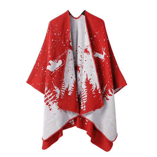 FAUX CASHMERE SLIT SHAWL SCARF CAPE COAT CLOAK