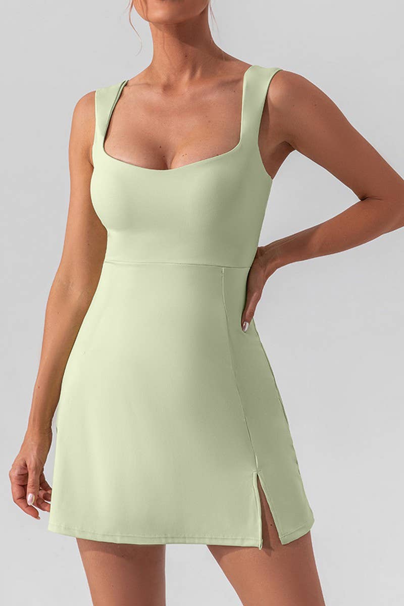CWDSD3584_SOLID COLOR SEXY STRAP YOGA TENNIS ACTIVE DRESS