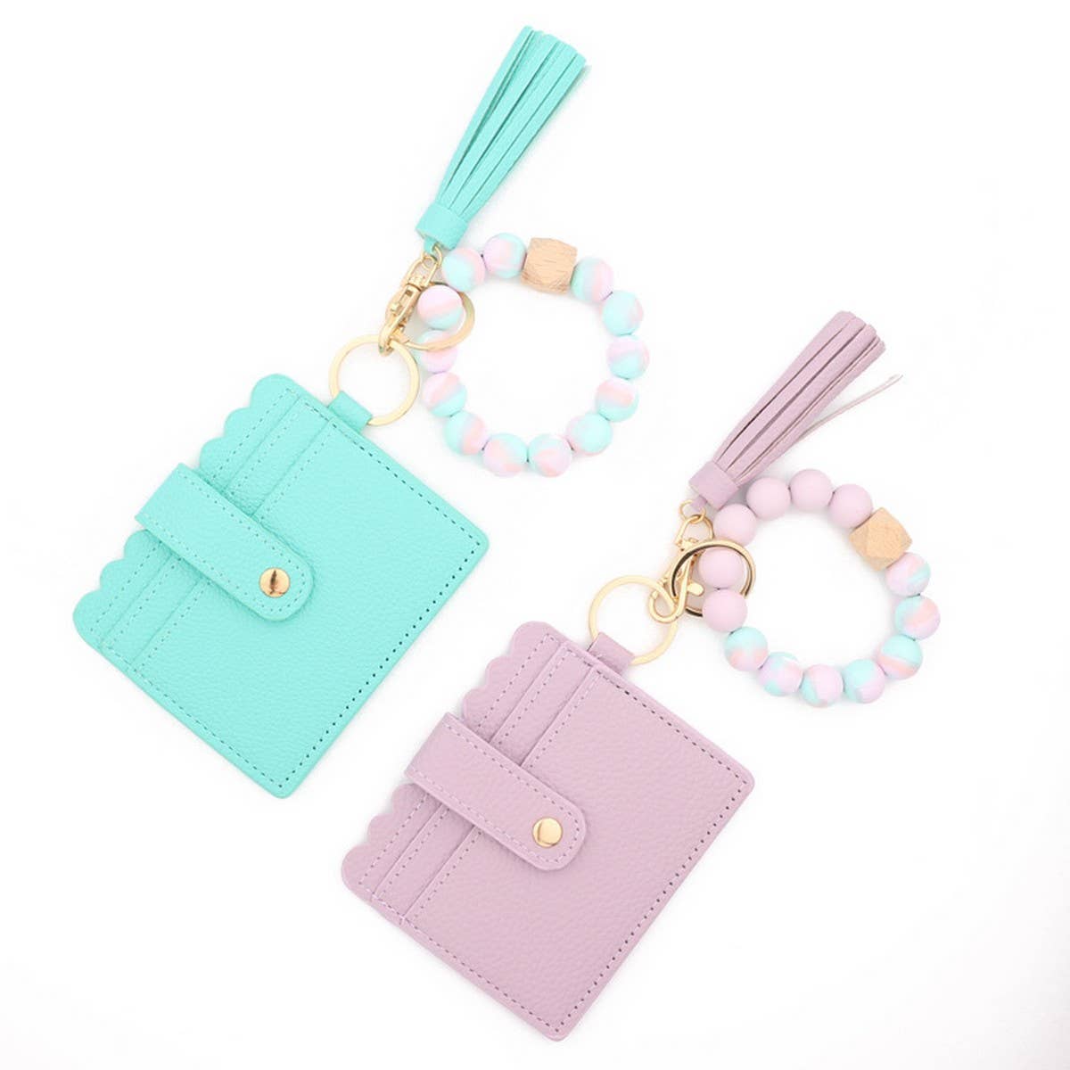 LEATHER CARD BAG TASSEL KEYCHAIN BRACELET_CWAJE0657