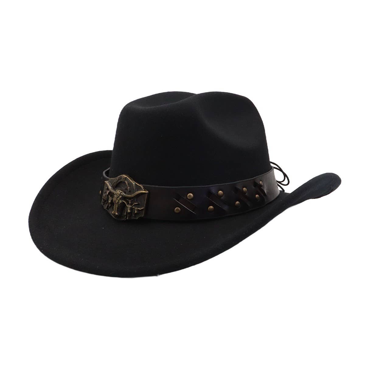 New Western Wool Fedora Hat with Ethnic Design_CWAH04499