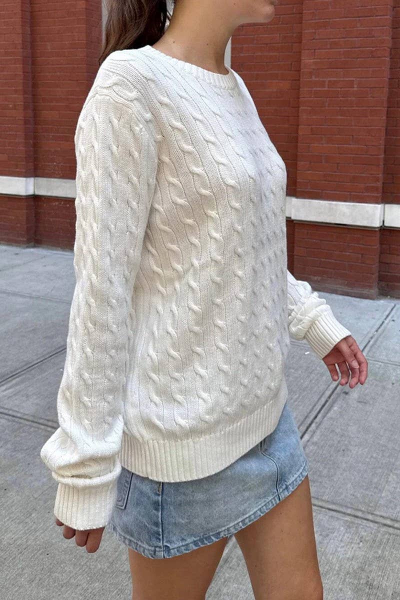 CWOSWL07512_SOLID COLOR LONG-SLEEVED BASE KNITTED SWEATER