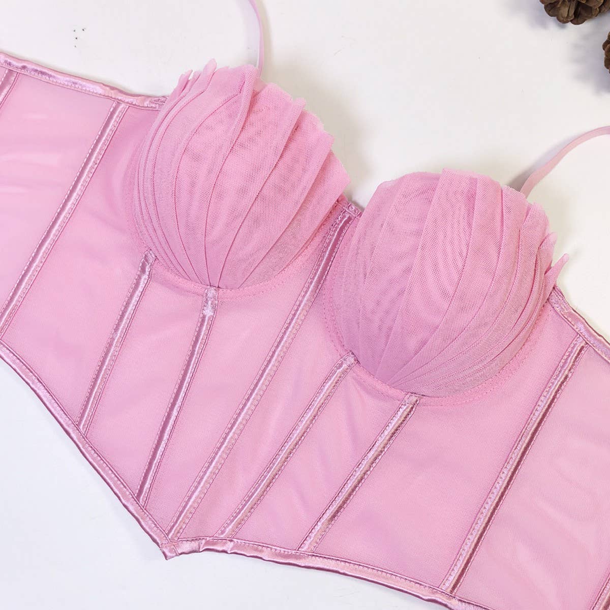 DESIGNER MESH LACE HERRINGBONE BRA