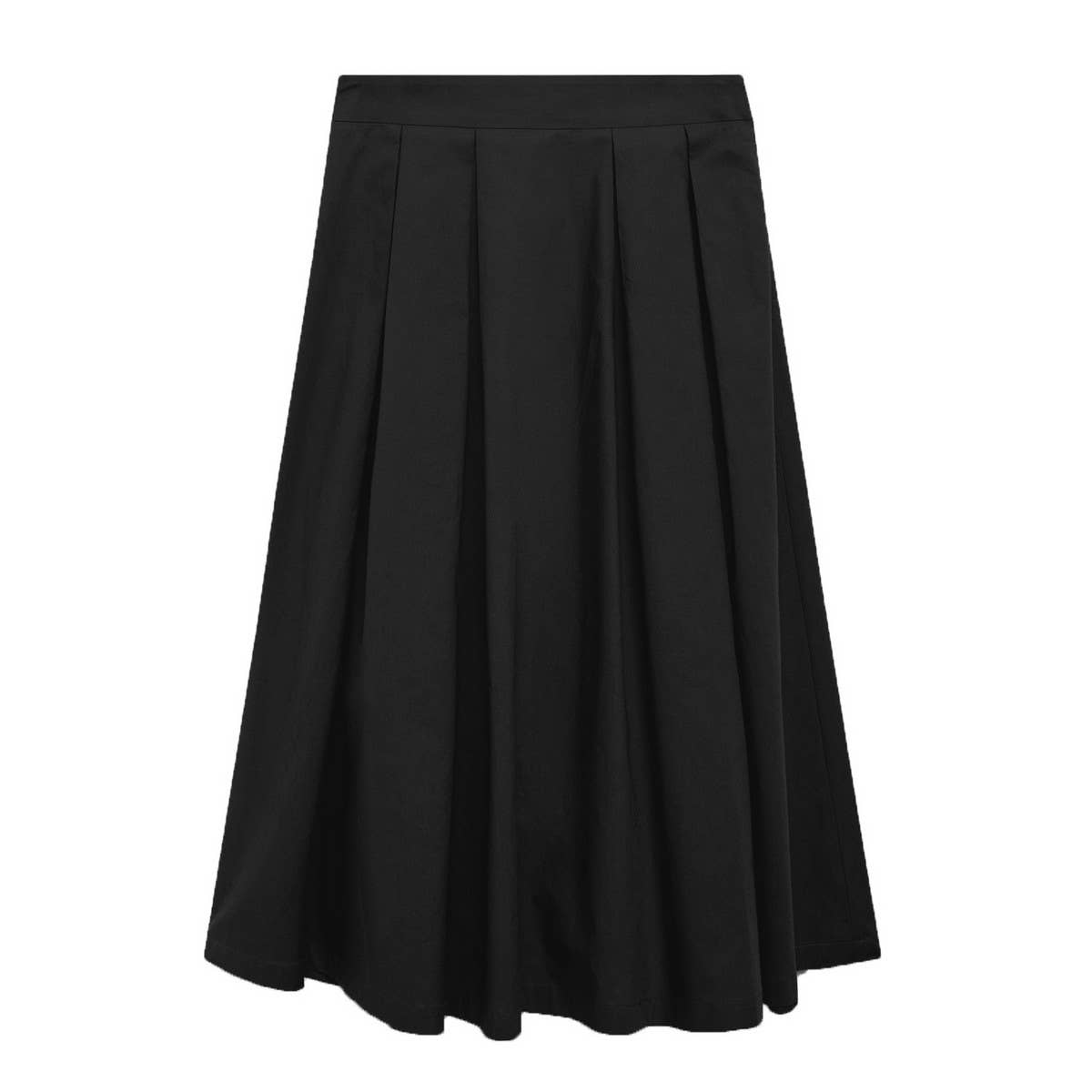PLEATED SKIRT HIGH WAIST ZIPPER LONGSKIRTMIDISKIRT_CWBSS0419
