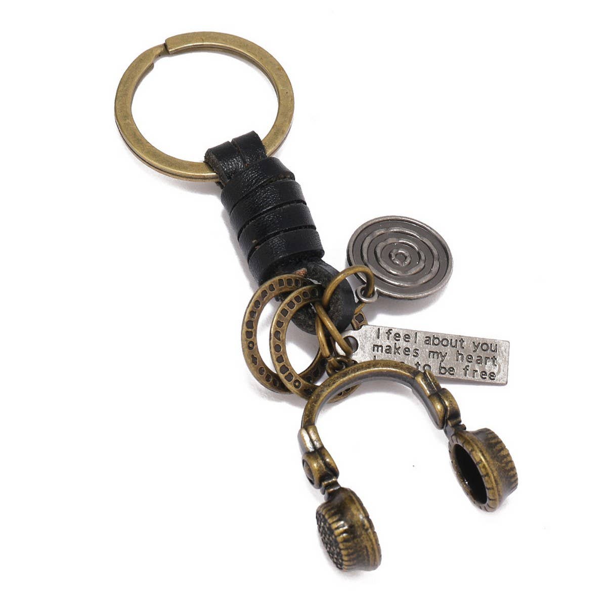 HAND-WOVEN VINTAGE COWHIDE KEYCHAIN