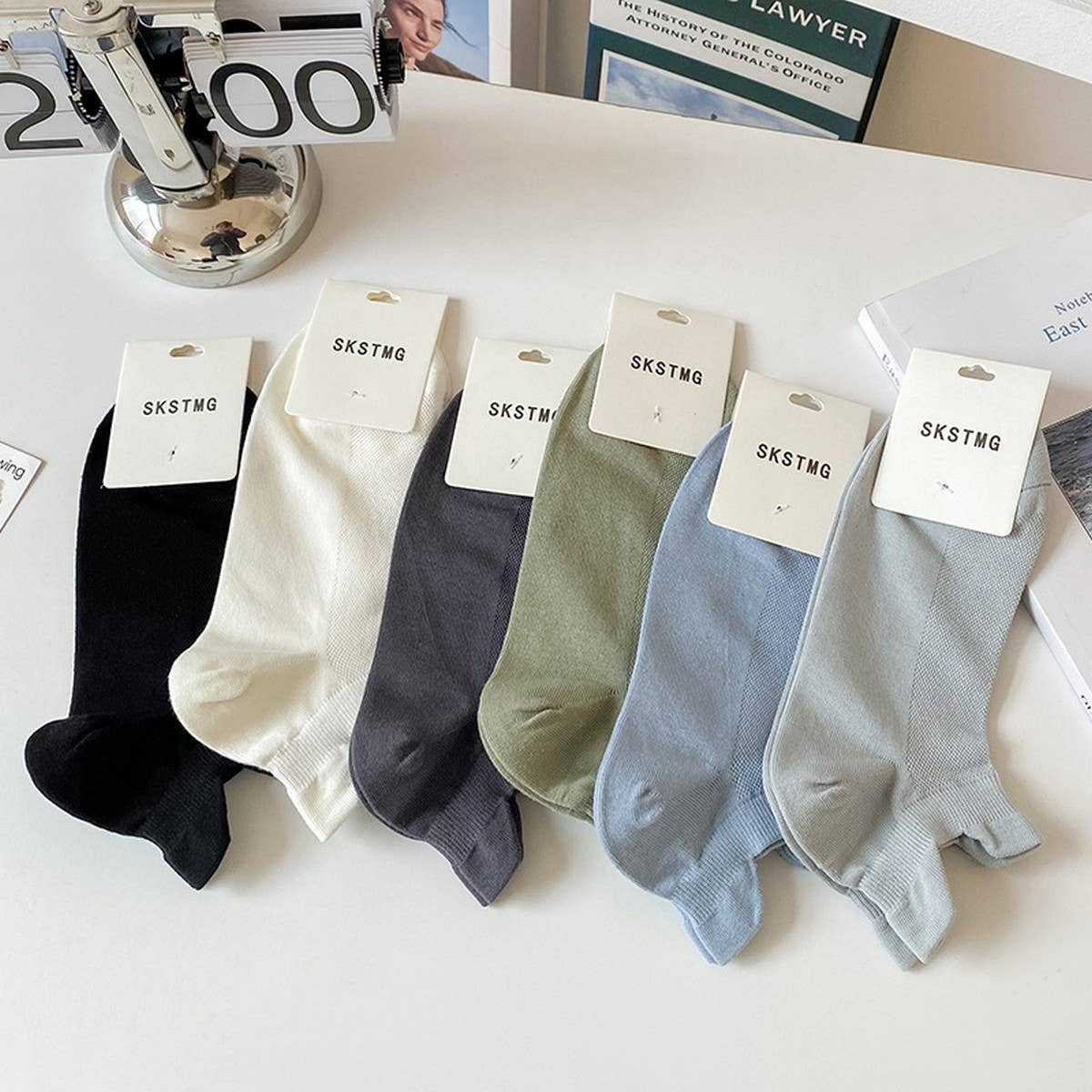 CWMS2460_SUMMER BREATHABLE SIMPLE SOLID COLOR BOAT SOCKS