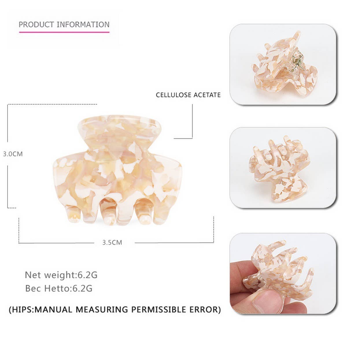 Mini Geometric Acetate Hair Claw, Simple Bang Clip