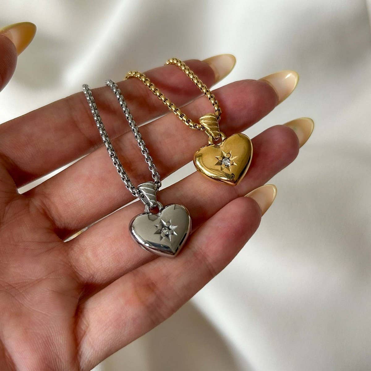 Valentine's Day Heart Necklace with Zirconia