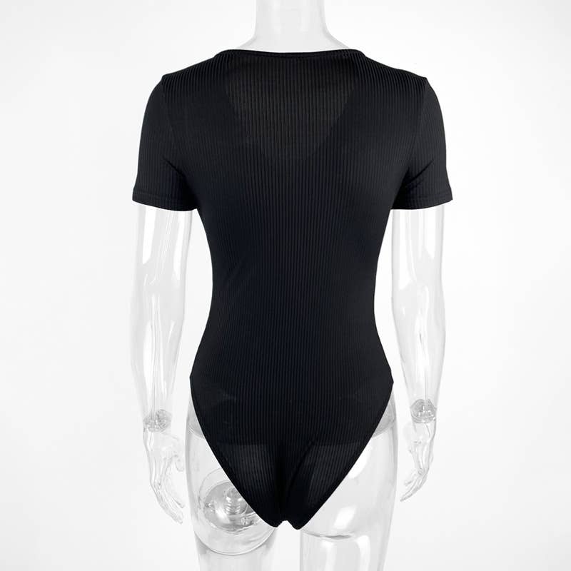 SLIM-FIT KINK SHORT SLEEVE PIT STRIP JUMPSUIT