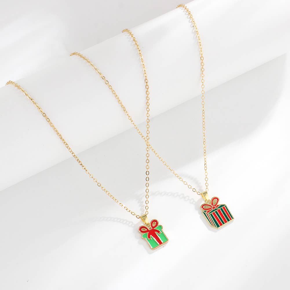 CHRISTMAS SNOWMAN CHRISTMAS TREE NECKLACE SET