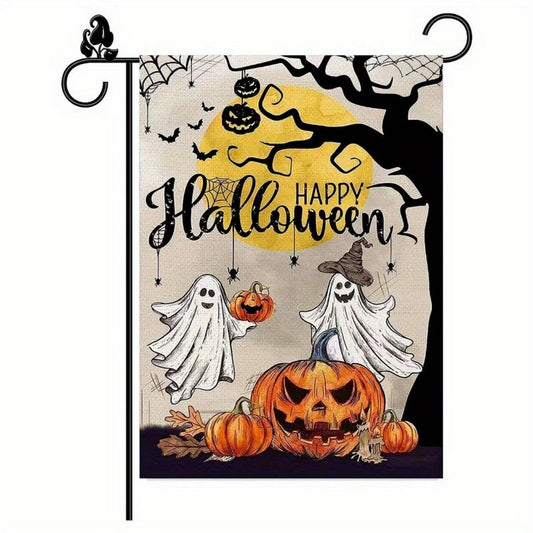 CWMM10255_HALLOWEEN GARDEN FLAG PUMPKIN GHOST DECOR
