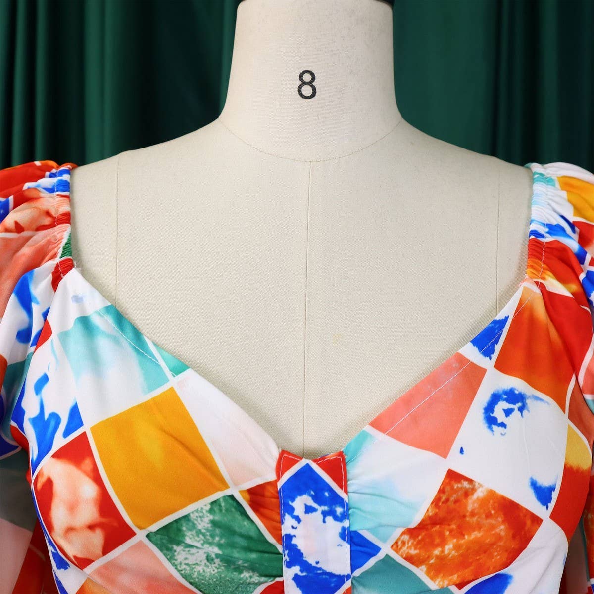 PRINTED TOP PLEATED LONG SKIRT TWO-PIECE SUIT_CWSTB1137