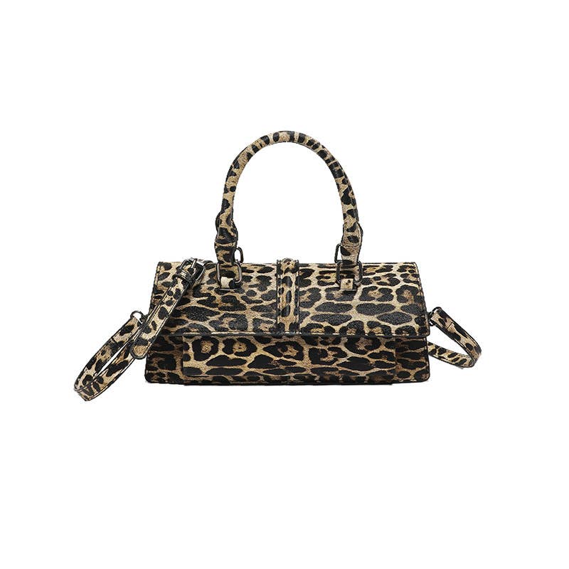 Fashionable leopard print crossbody handbag