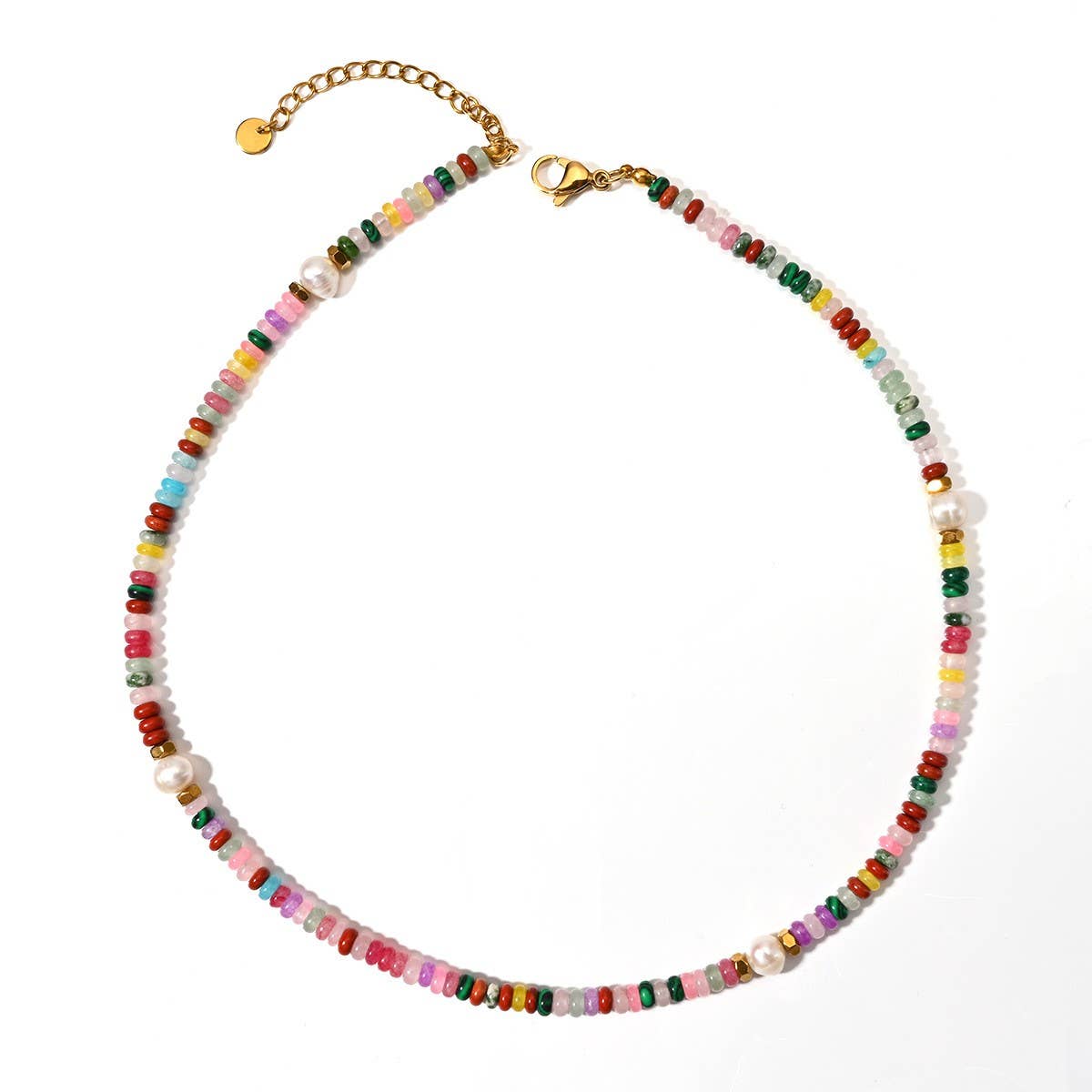 Elegant Handmade Stone Necklace with Steel Pendant