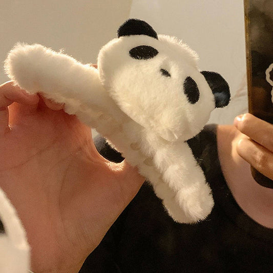 FURRY PANDA PLUSH HAIR CLAW CLIP FOR WOMEN_CWAHA0438