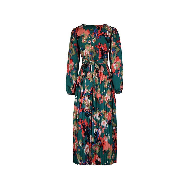 WAIST PRINT LONG-SLEEVED HAUTE COUTURE DRESS