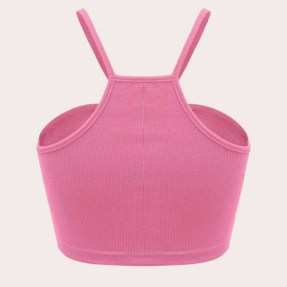 Slimming heart-shaped solid-color halter top