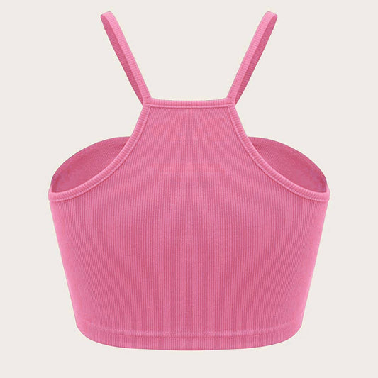 Slimming heart-shaped solid-color halter top