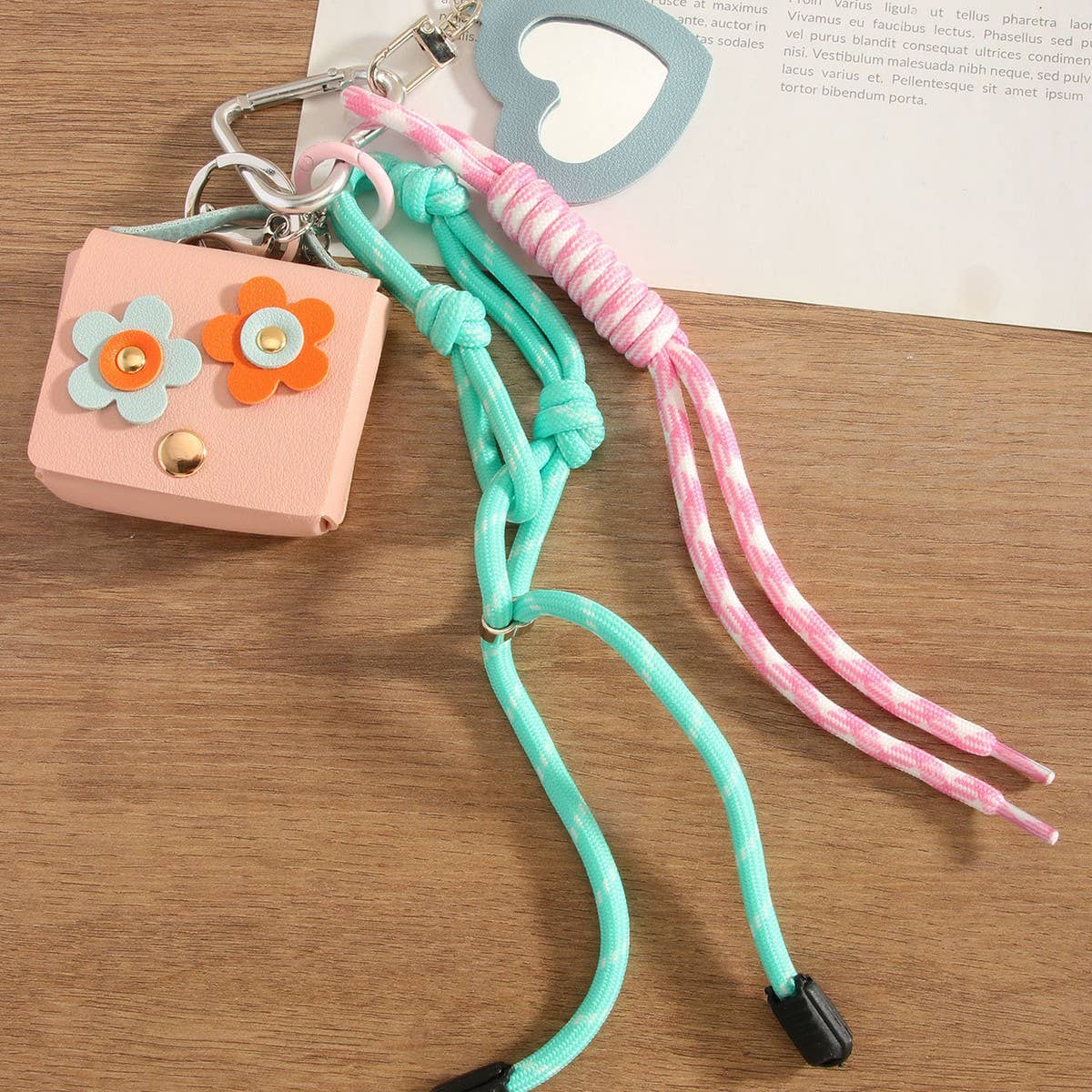 H Letter Floral Earbud Pouch Keychain