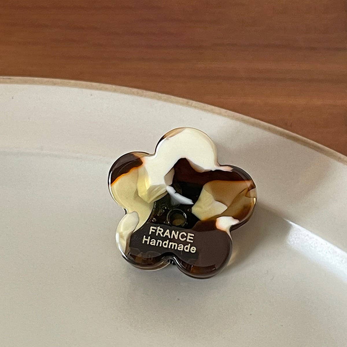 Ink Brown Floral Mini Hair Claw - Retro Bang Clip