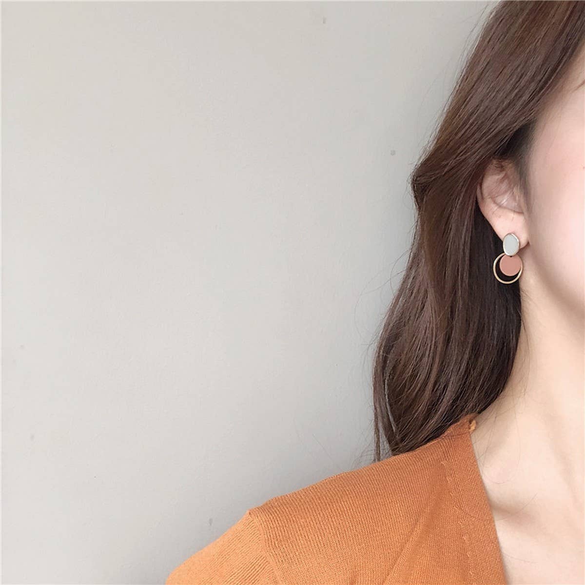 DOUBLE GEOMETRIC ROUND VINTAGE EARRINGS