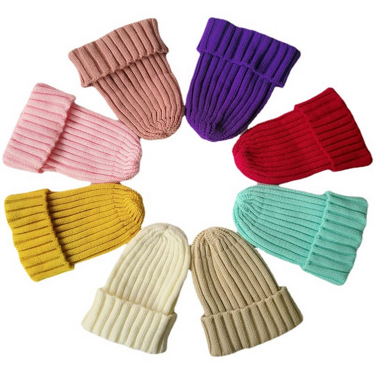 CWAH04351_KIDS SOLID COLOR KNIT BEANIE HAT WINTER