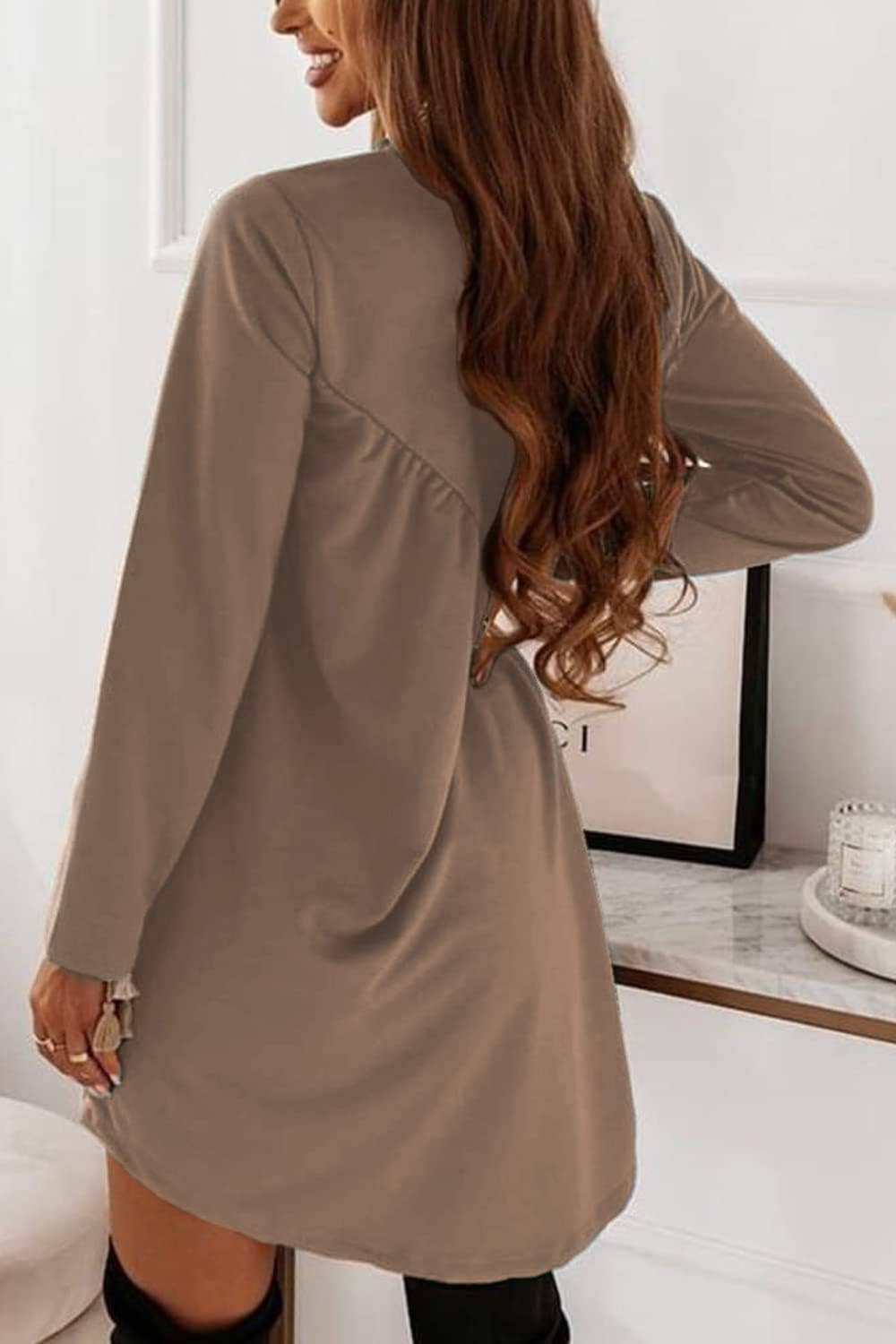 LONG DRESS WITH LONG SLEEVES AND CREW NECK