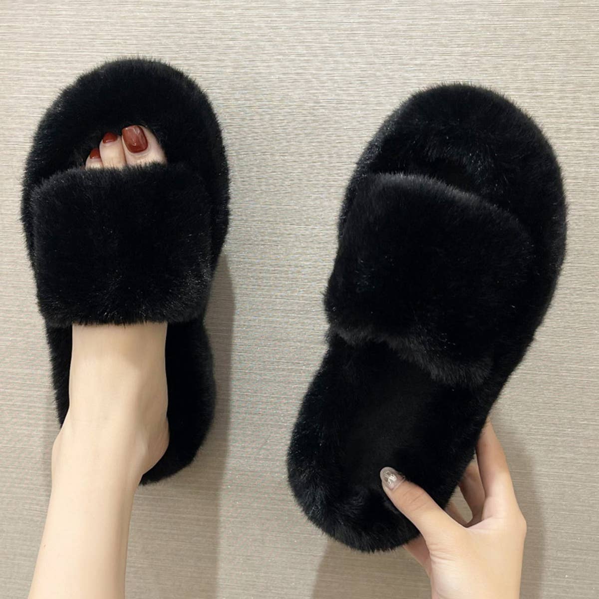 WEAR A THICK BOTTOM OF PLUSH SLIPPERS OUTSIDE
