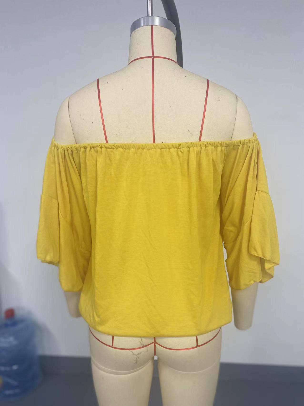 Solid-color one-shoulder casual T-shirt