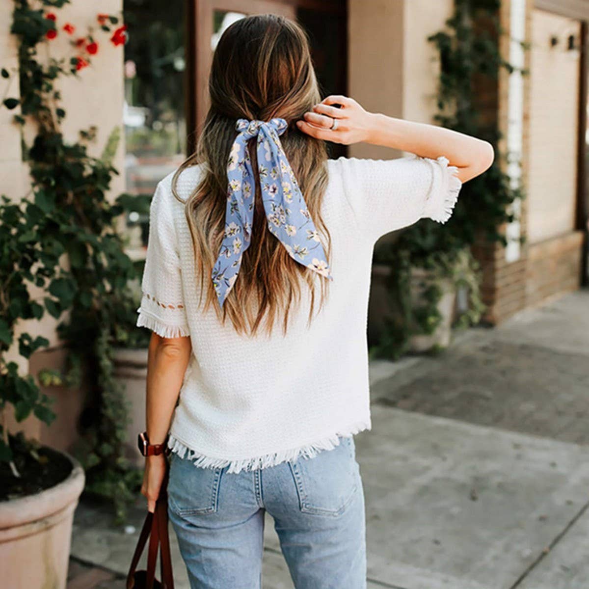 LONG FLORAL FABRIC RIBBON HAIRBAND HAIRACCESSORIES