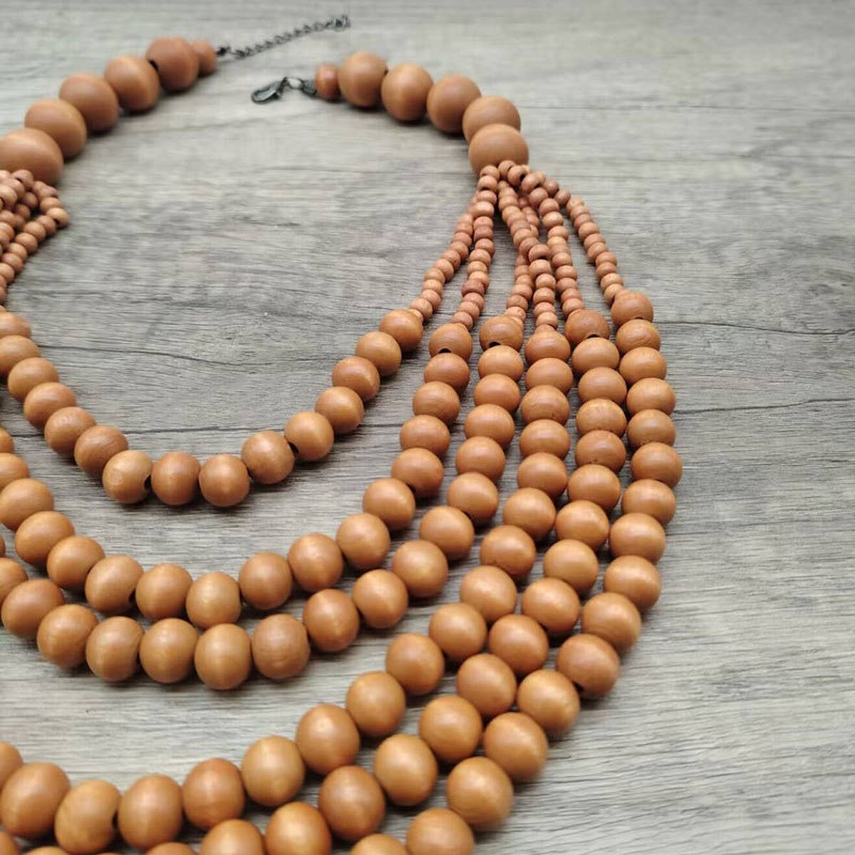 MULTI-LAYER WOODEN BEAD TASSEL SWEATER CHAIN