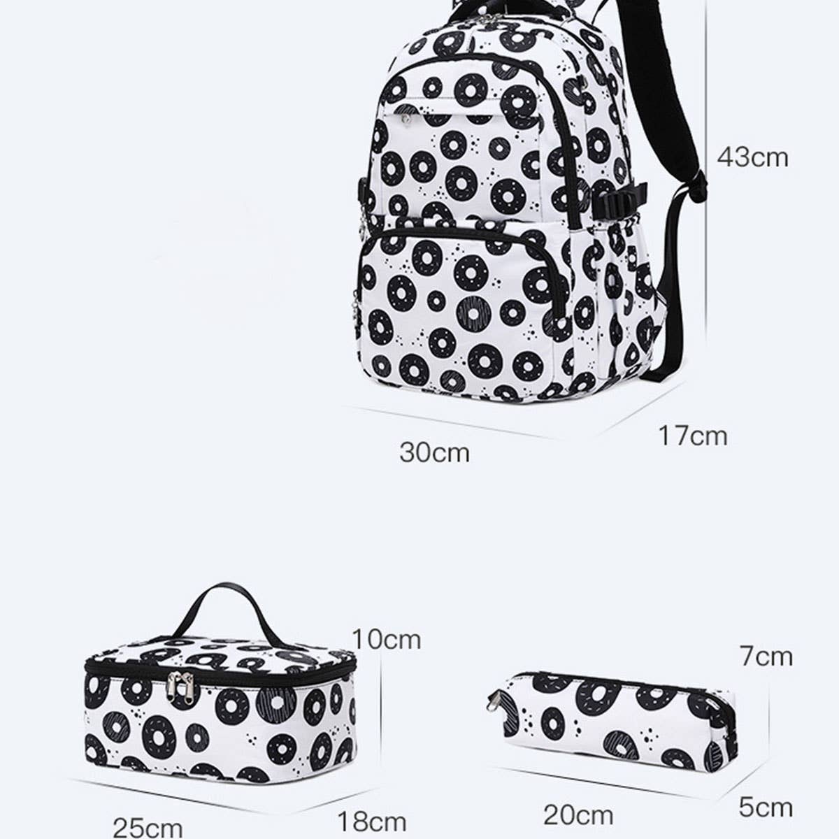 Backpacks for School, Donut 3-Piece Nylon Set_CWAB5467