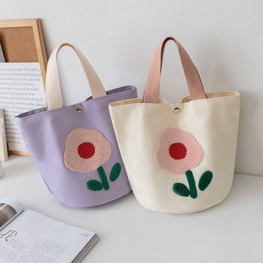 Embroidered Canvas Lunch Tote Bag for Women_CWAB5596