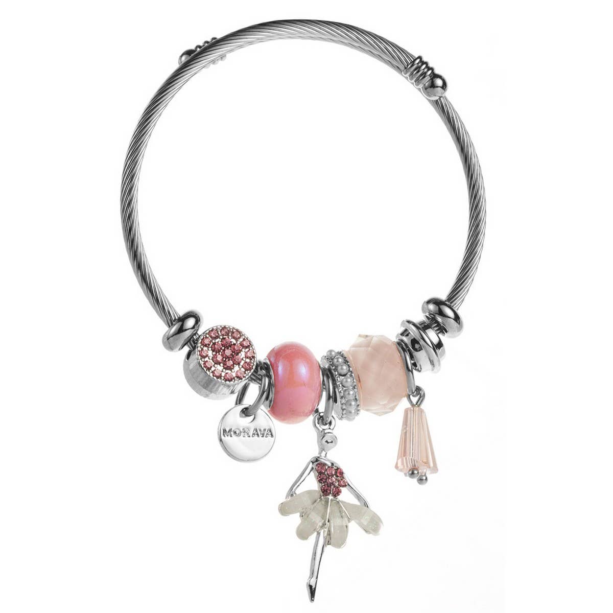 Stylish Silver Bracelet with Ballerina & Butterfly_CWMM8573